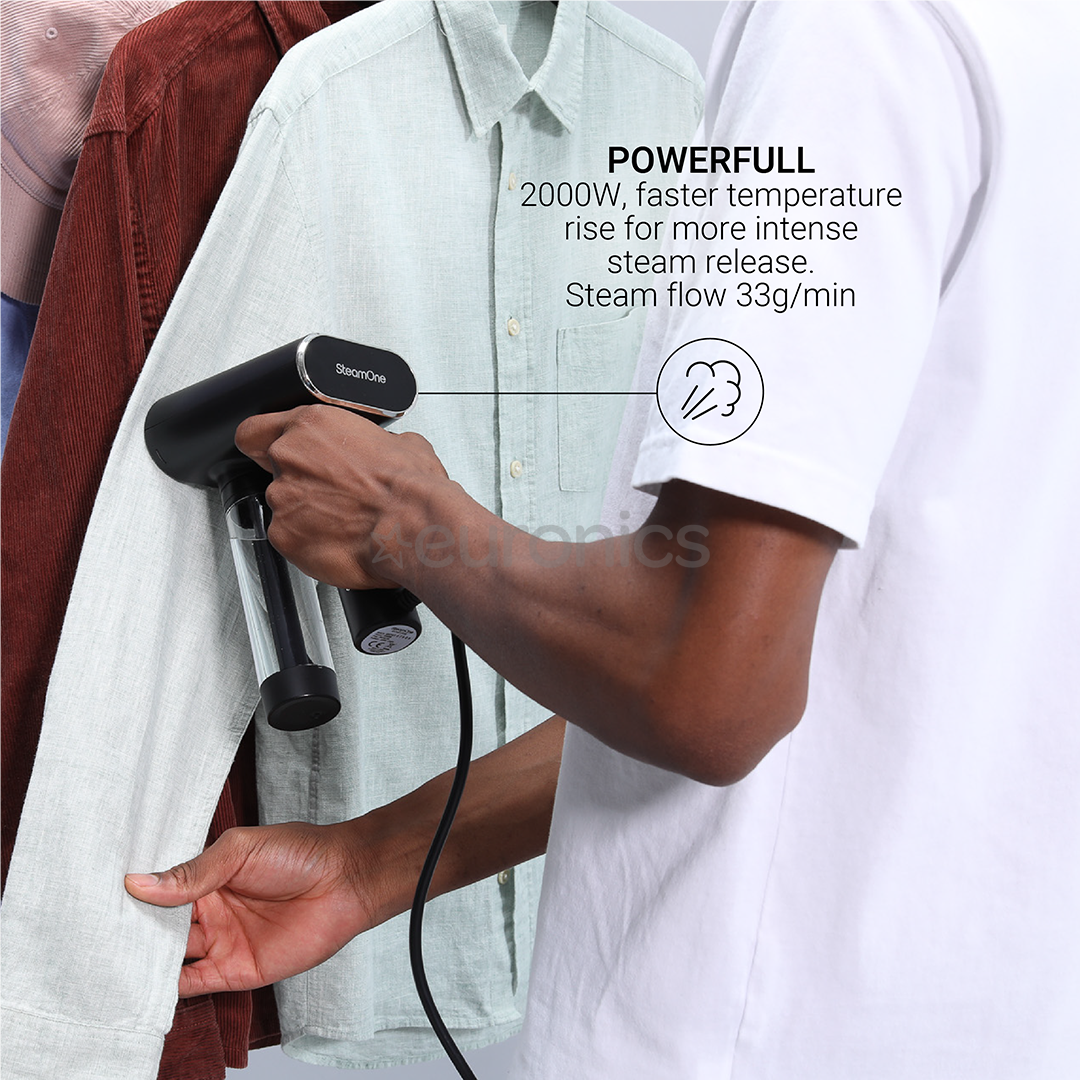 SteamOne Karl 2, 2000 W, melna - Rokas apģērbu tvaicētājs