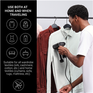 SteamOne Karl 2, 2000 W, melna - Rokas apģērbu tvaicētājs