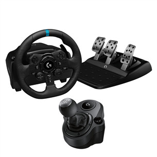 Logitech G923 + Driving Force Shifter, PC, PlayStation, melna - Spēļu kontrolieris 991-000531