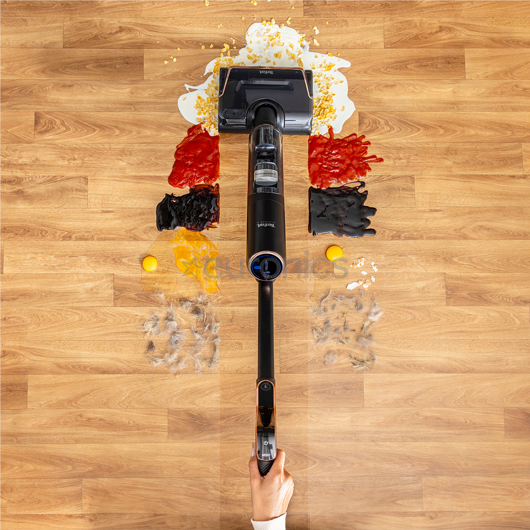 Tefal X-Clean 7, mitrā tīrīšana, melna/zelta - Bezvadu cieto grīdu tīrītājs