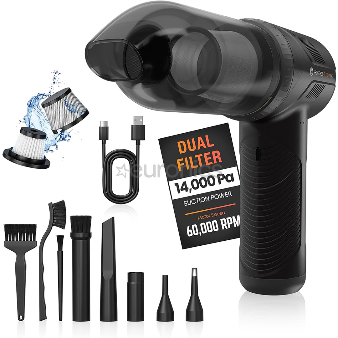 Hedgehog Turbovac, melna - Rokas putekļu sūcējs