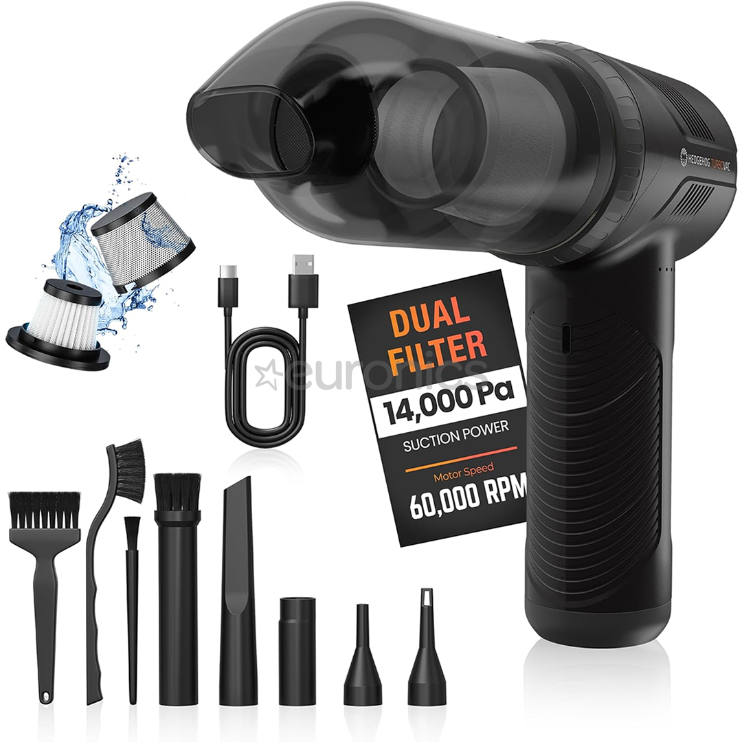 Hedgehog Turbovac, melna - Rokas putekļu sūcējs