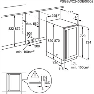 Electrolux 500 Series, 20 бутылок, высота 82 см, черный - Интегрируемый винный шкаф