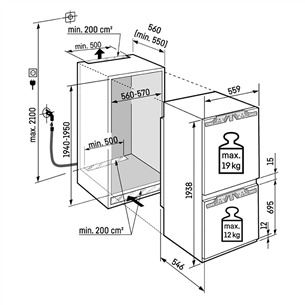 Liebherr Prime BioFresh NoFrost, 276 л, высота 194 см - Интегрируемый холодильник