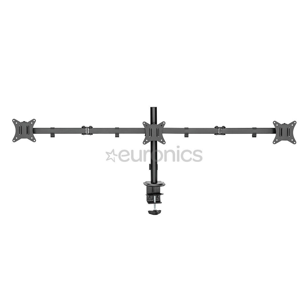 Deltaco Triple Desk Mount, 13-27'', melna - Monitora statīvs