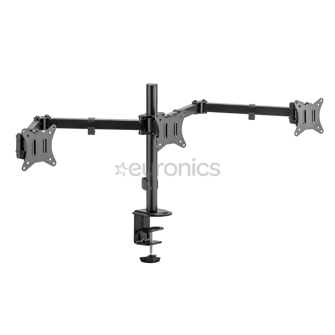Deltaco Triple Desk Mount, 13-27'', melna - Monitora statīvs