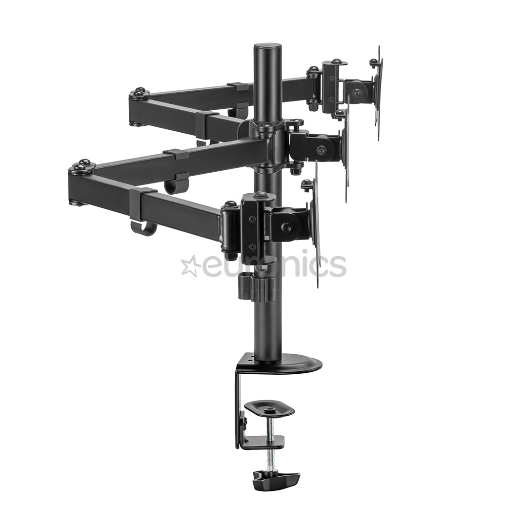 Deltaco Triple Desk Mount, 13-27'', melna - Monitora statīvs