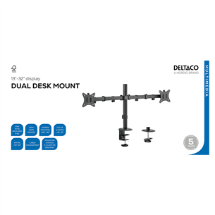 Deltaco Dual Desk Mount, 13-32'', black - Monitor stand