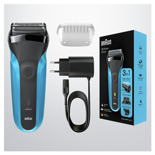 Braun Series 3 Shave & Style, Wet & Dry, zila - Skuveklis