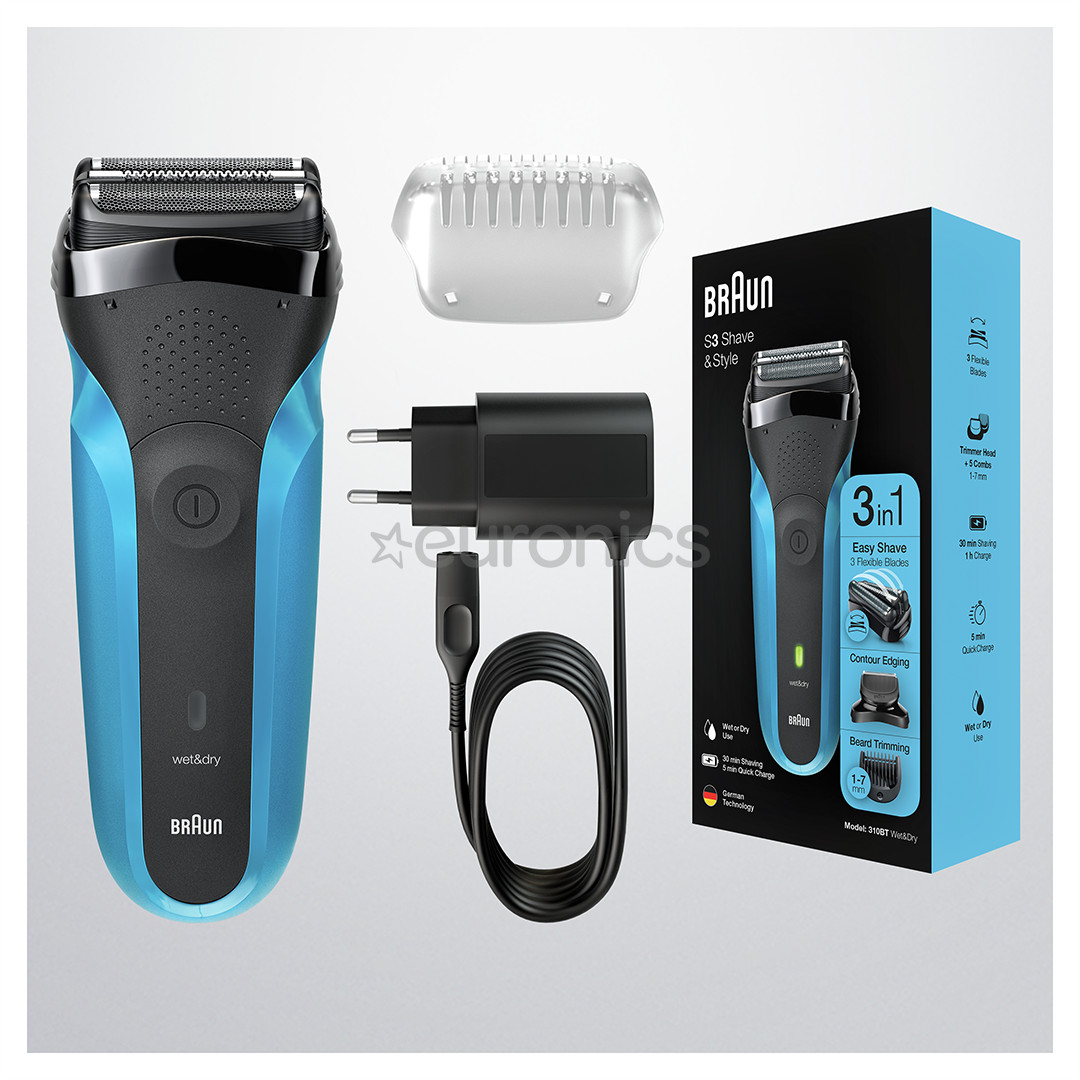 Braun Series 3 Shave & Style, Wet & Dry, blue - Shaver