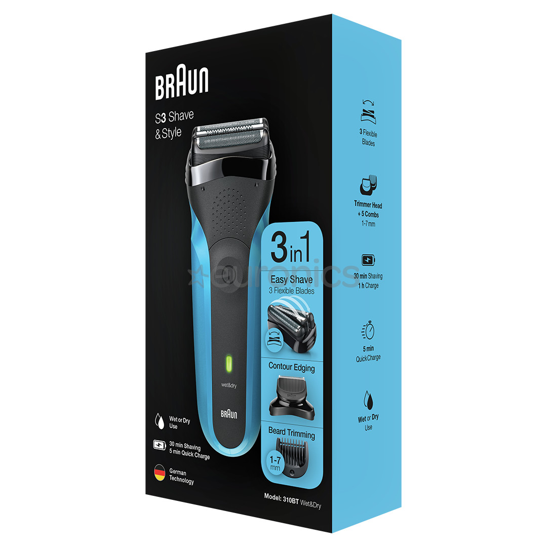 Braun Series 3 Shave & Style, Wet & Dry, blue - Shaver