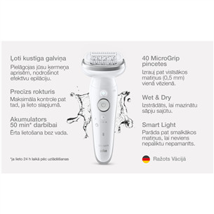 Braun Silk epil 9, Wet & Dry, white - Epilator