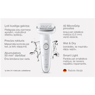 Braun Silk-epil 9, сухое и влажное использование, белый - Эпилятор