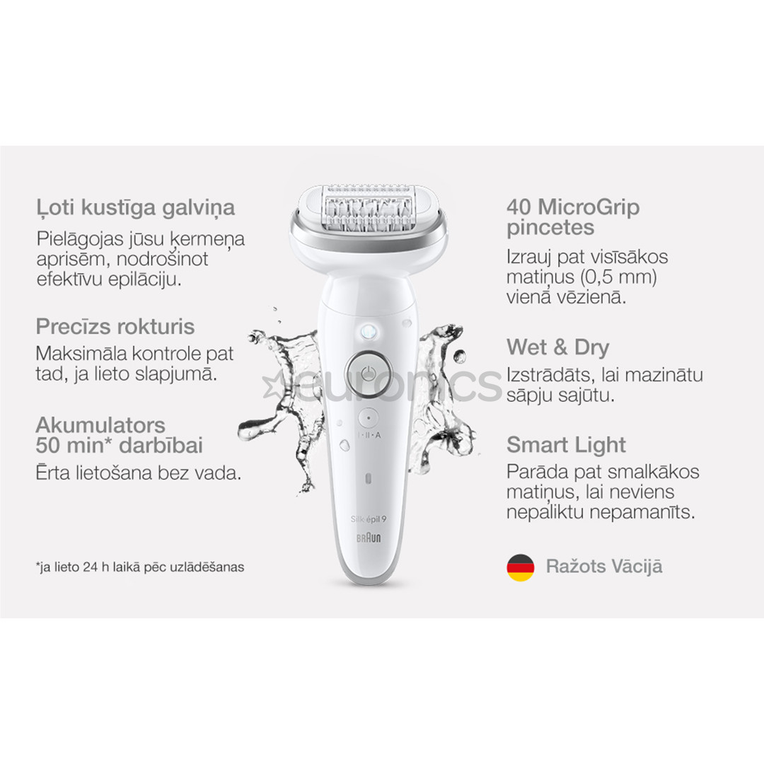 Braun Silk epil 9, Wet & Dry, white - Epilator