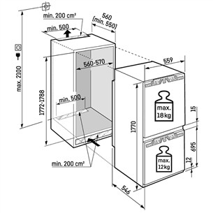 Liebherr Plus BioFresh, 255 л, высота 177 см - Интегрируемый холодильник