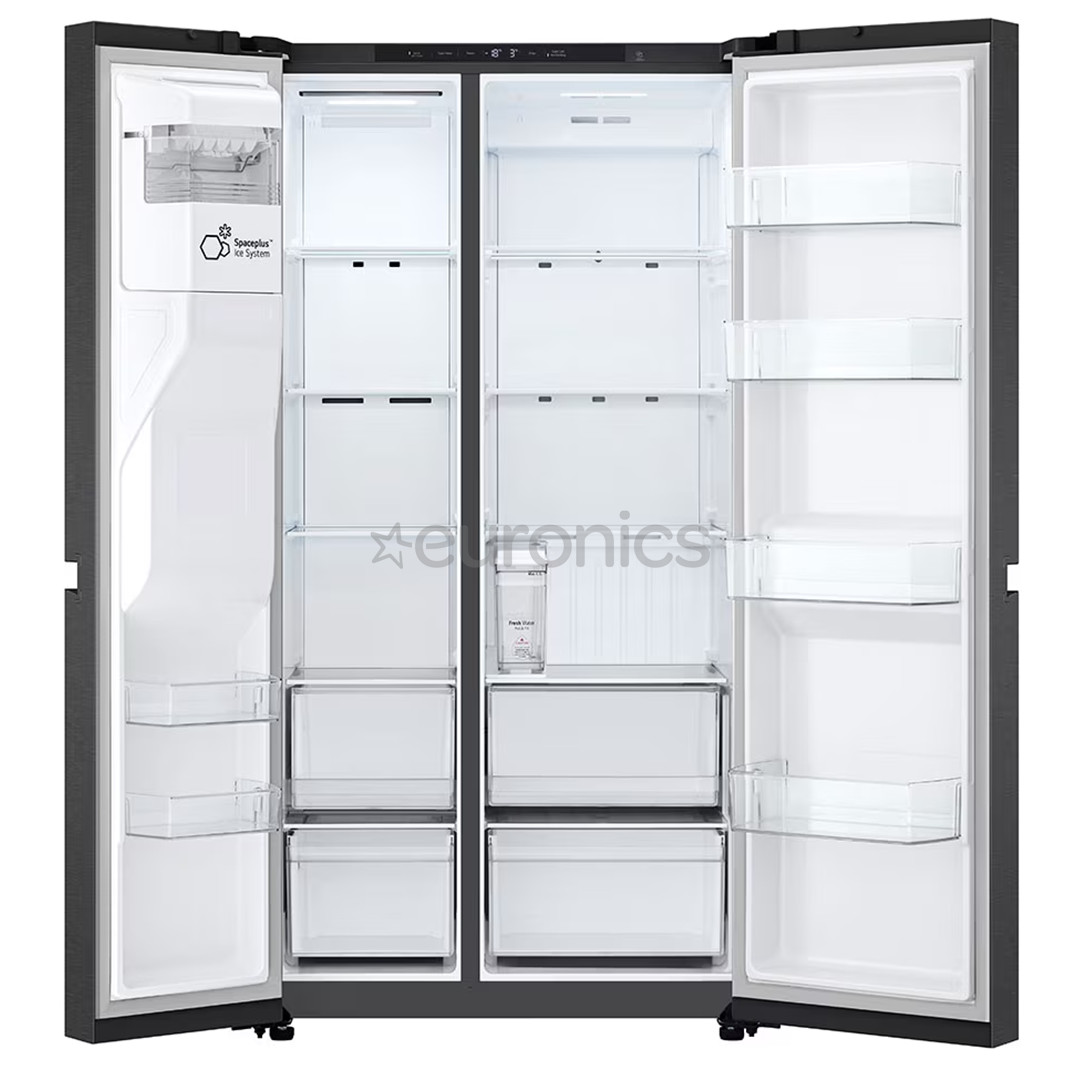 LG, Water & Ice Dispenser, 641 L, height 179 cm, matt black - SBS-Refrigerator