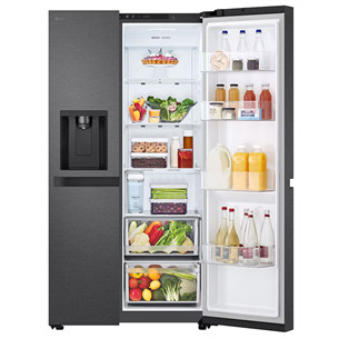 LG, Water & Ice Dispenser, 641 L, height 179 cm, matt black - SBS-Refrigerator