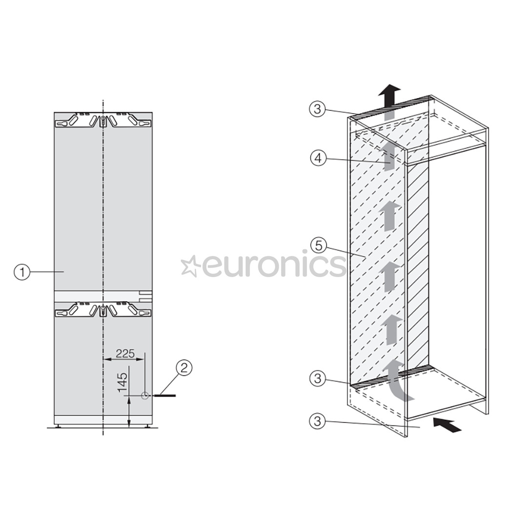 Miele NoFrost, 244 л, высота 177 см - Интегрируемый холодильник