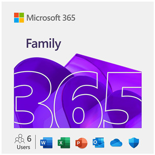 Microsoft 365 Family, 12-month subscription, 6 users / 5 devices, 1 TB OneDrive, ENG - Software EP2-32335
