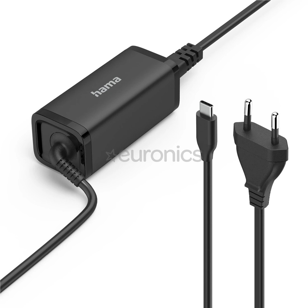 Hama, USB-C, 5-20 В, 65 Вт, черный - Зарядное устройство для ноутбука