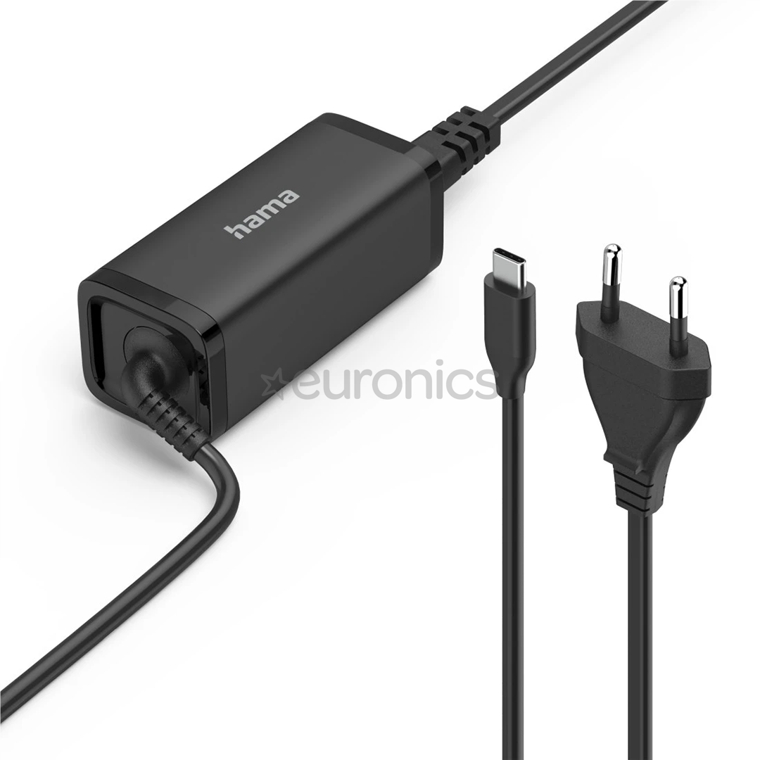 Hama, USB-C, 5-20 V, 65 W, melna - Universālais lādētājs portatīvajiem datoriem