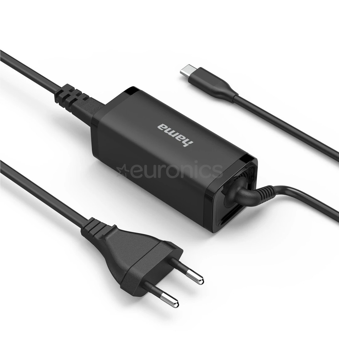 Hama, USB-C, 5-20 В, 65 Вт, черный - Зарядное устройство для ноутбука