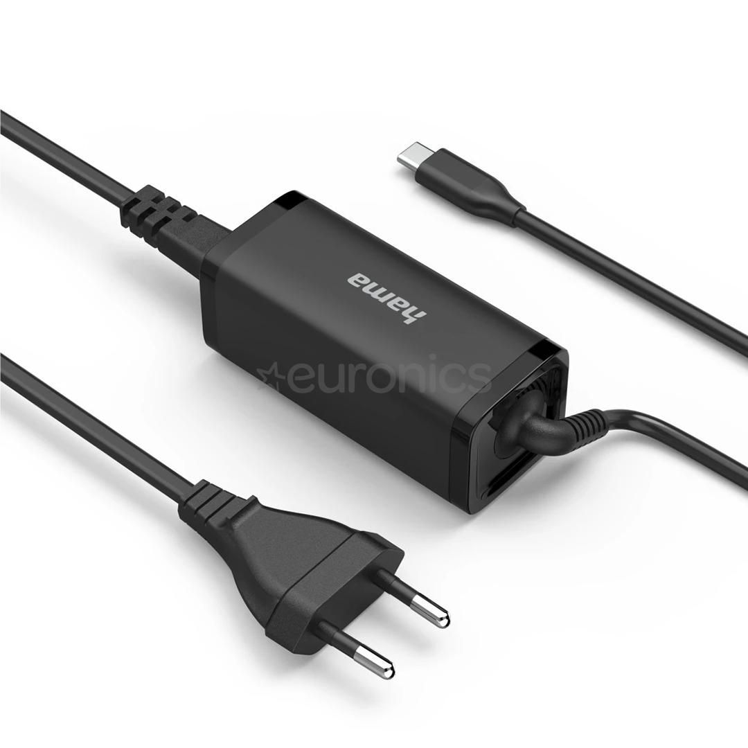 Hama, USB-C, 5-20 V, 65 W, melna - Universālais lādētājs portatīvajiem datoriem