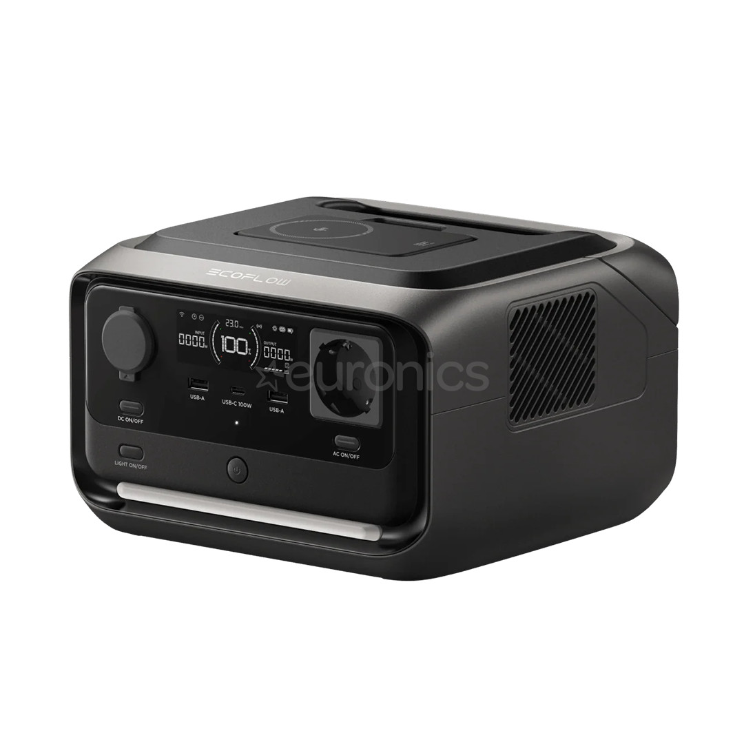 Ecoflow River 3 Max Plus Wireless, 858 Wh, melna/pelēka - Pārnēsājama spēkstacija