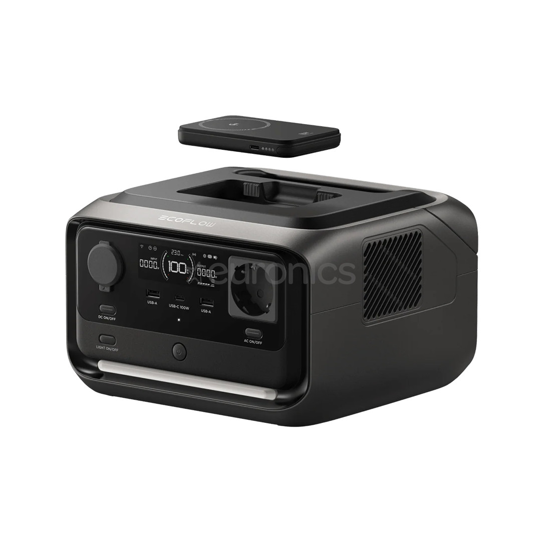Ecoflow River 3 Max Plus Wireless, 858 Wh, melna/pelēka - Pārnēsājama spēkstacija