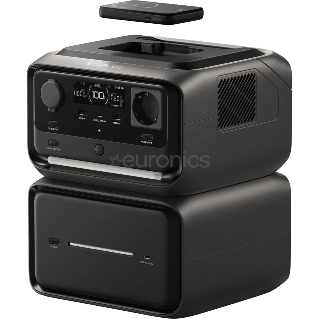 Ecoflow River 3 Max Plus Wireless, 858 Wh, melna/pelēka - Pārnēsājama spēkstacija
