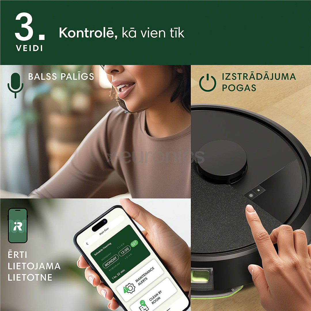 iRobot Roomba® 105 Combo, Wet & Dry, melna - Robots putekļu sūcējs