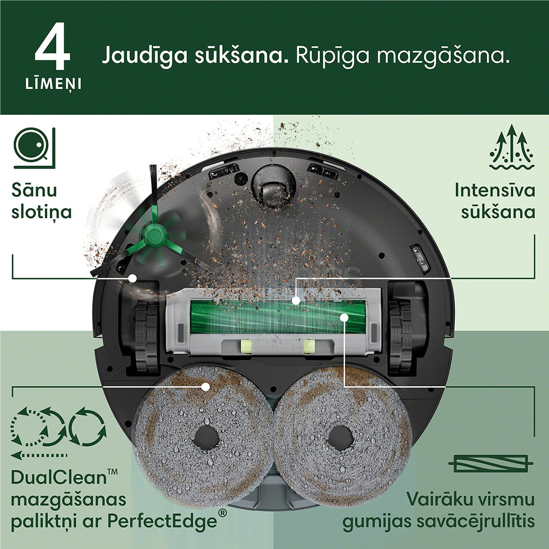 iRobot Roomba® Plus 505 Combo, Wet & Dry, melna - Robots putekļu sūcējs