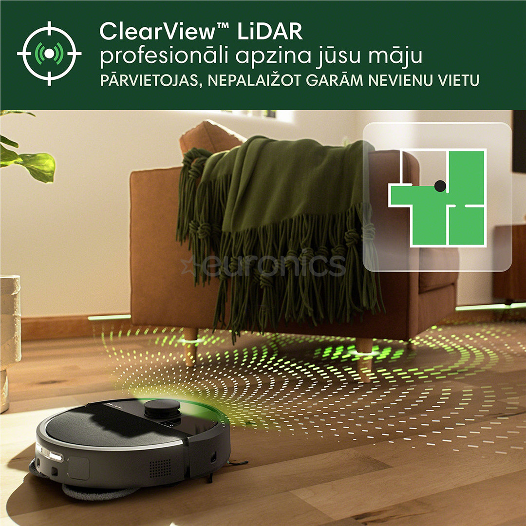 iRobot Roomba® Plus 505 Combo, Wet & Dry, melna - Robots putekļu sūcējs