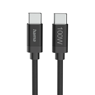 Hama Fabric Charging Cable, USB-C - USB-C, Nylon, 1,5 m, melns - Vads 00201740