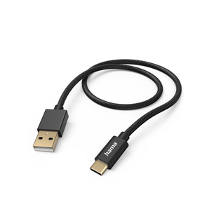 Hama Fabric Charging Cable, USB-A - USB-C, 1,5 m, nylon, melna - Vads 00201545
