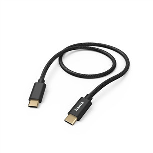 Hama Fabric Charging Cable, USB-C - USB-C, 1,5 м, нейлон, черный - Кабель 00201547