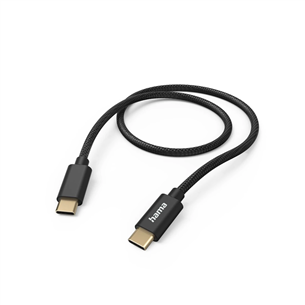 Hama Fabric Charging Cable, USB-C - USB-C, 1,5 m, nylon, melna - Vads 00201547