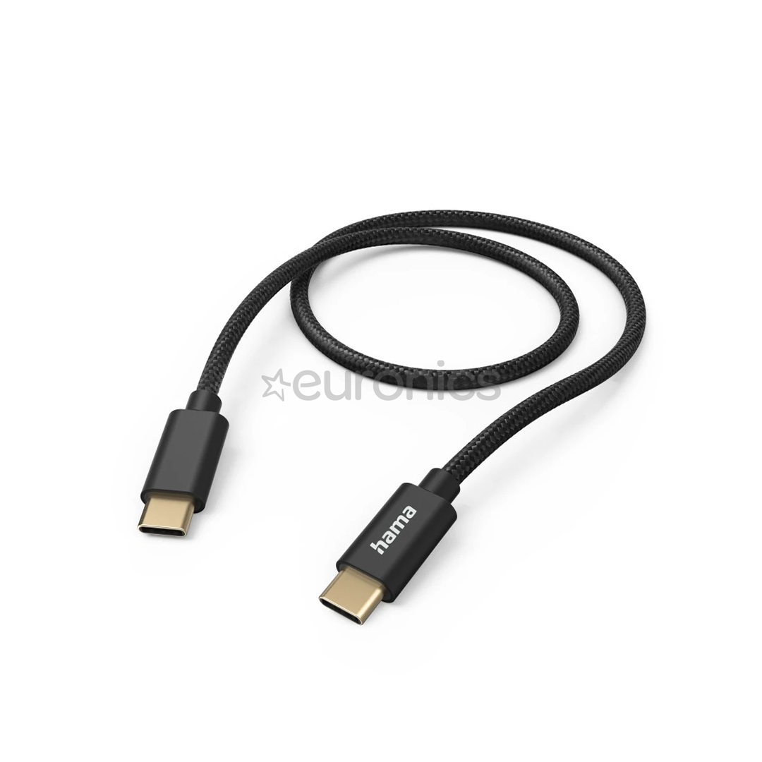 Hama Fabric Charging Cable, USB-C - USB-C, 1,5 m, nylon, melna - Vads
