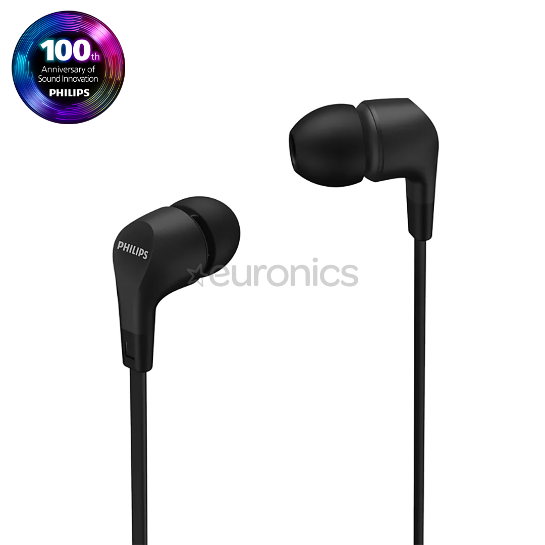 Philips TAE1105BK, 3.5 mm, black - Wired in-ear earbuds