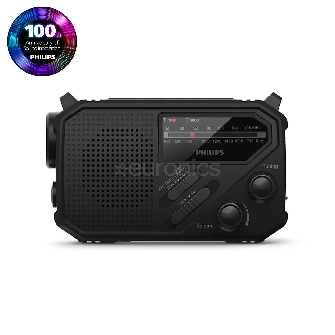 Philips TAR1609, melna - Portatīvais radio ar lukturīti