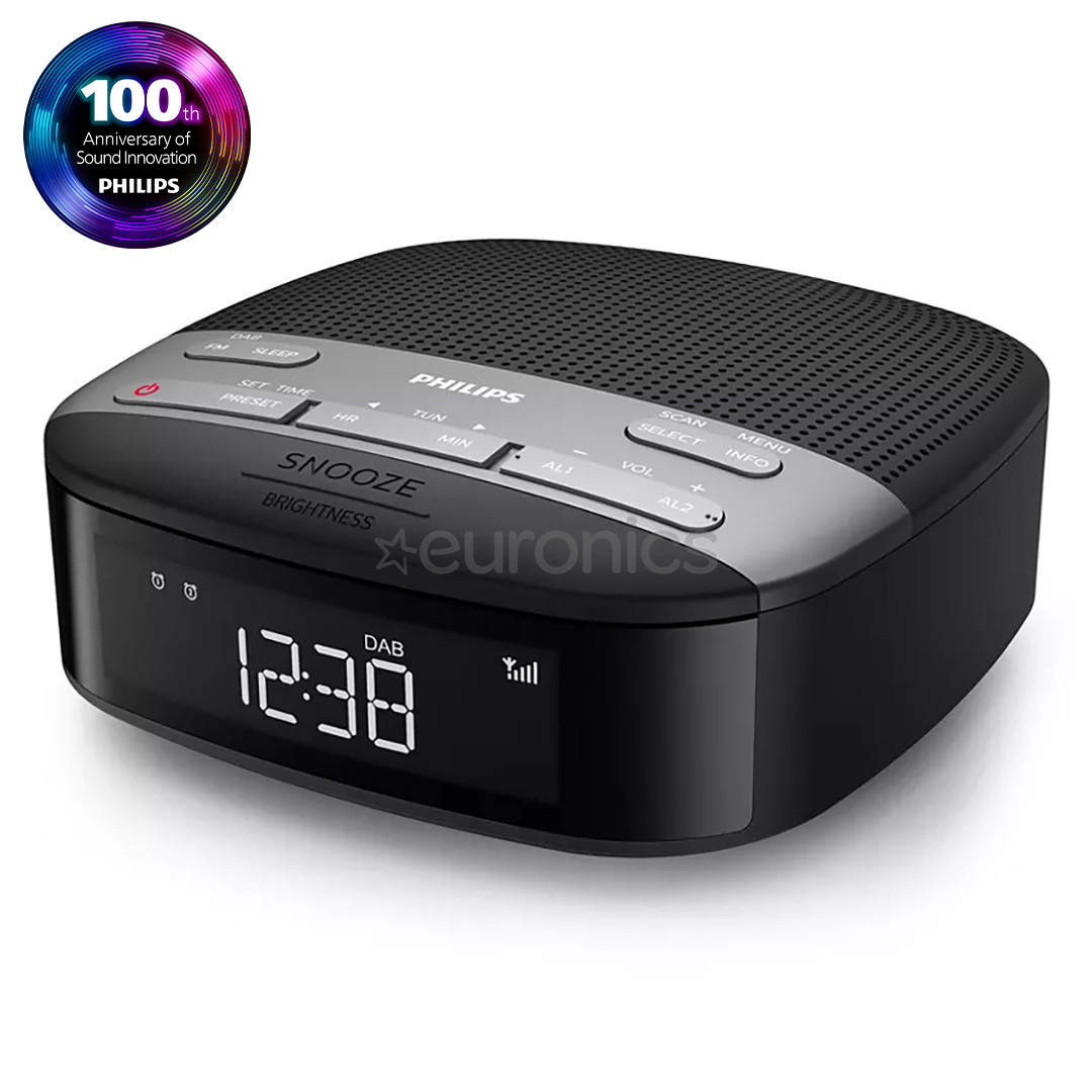 Philips TAR3505, FM, DAB+, melna - Radio pulkstenis