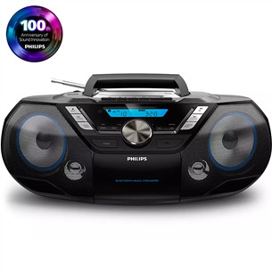Philips AZB798T, FM, DAB+, Bluetooth, USB, CD, cassette, black - Boombox