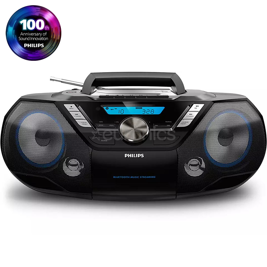 Philips AZB798T, FM, DAB+, Bluetooth, USB, CD, kasešu atskaņošana, melna - Magnetola