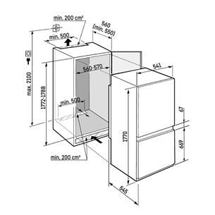 Liebherr Plus BioFresh NoFrost, 244 л, высота 177 см - Интегрируемый холодильник