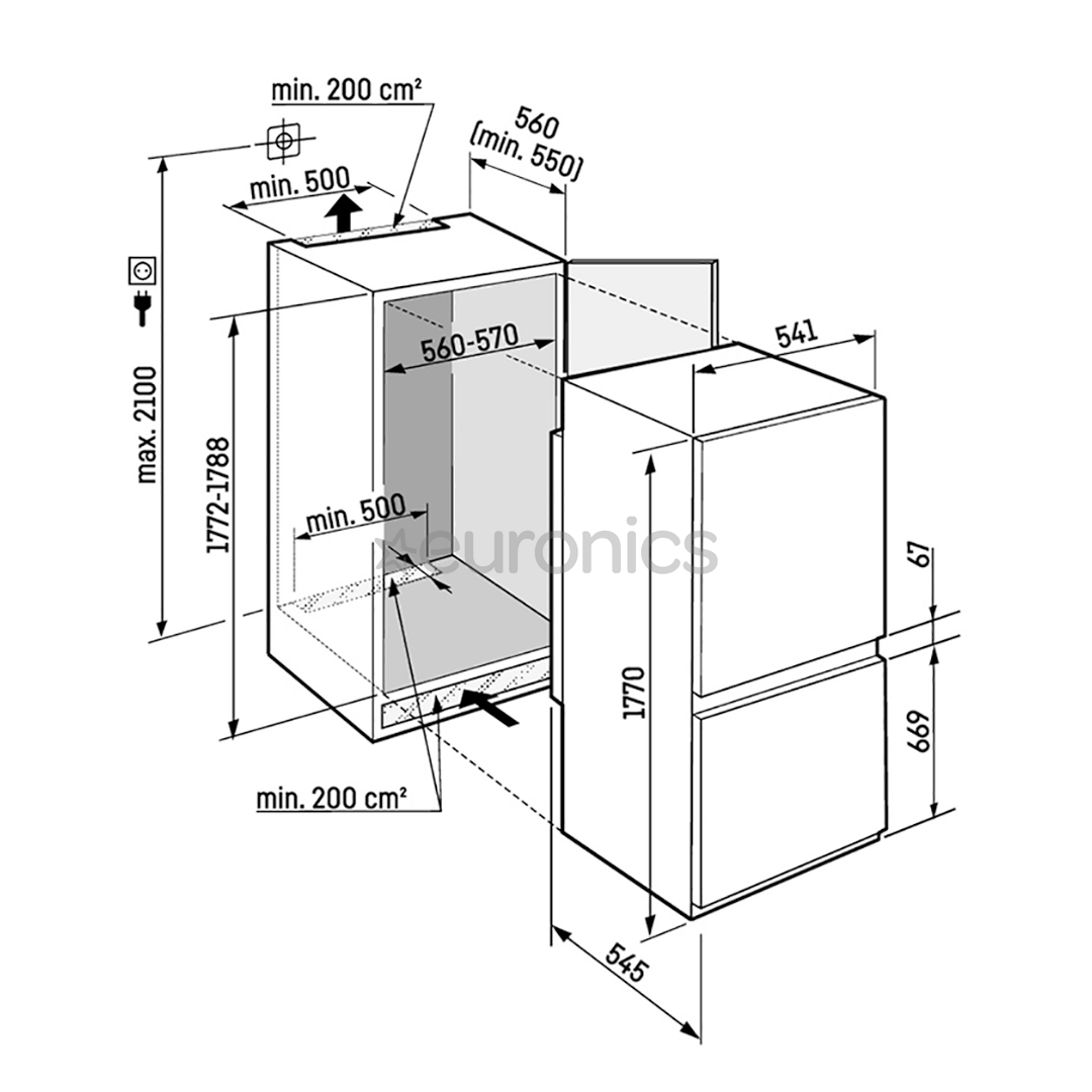 Liebherr Plus BioFresh NoFrost, 244 л, высота 177 см - Интегрируемый холодильник