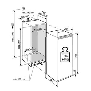 Liebherr Plus BioFresh, 275 л, высота 177 см - Интегрируемый холодильник