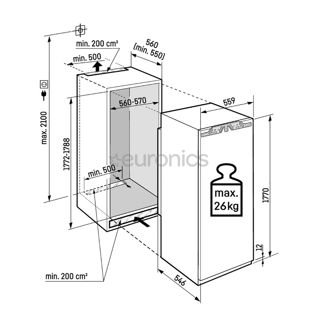 Liebherr Plus BioFresh, 275 л, высота 177 см - Интегрируемый холодильник