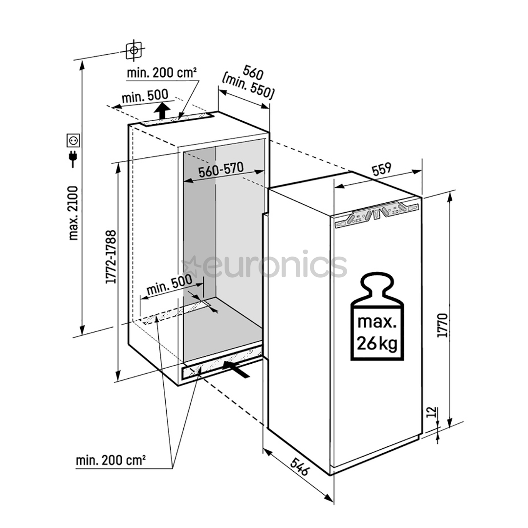 Liebherr Plus BioFresh, 275 л, высота 177 см - Интегрируемый холодильник