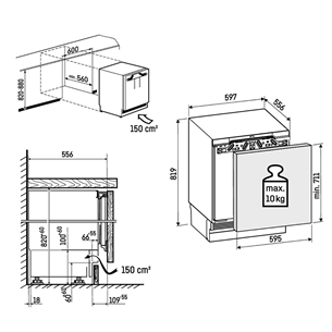 Liebherr pure, SmartFrost, 88 л, высота 82 см - Интегрируемый морозильник