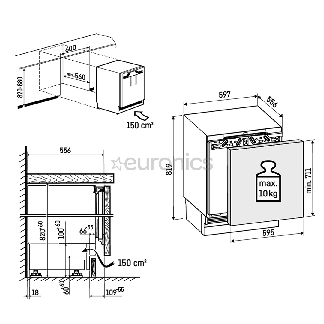 Liebherr pure, SmartFrost, 88 л, высота 82 см - Интегрируемый морозильник